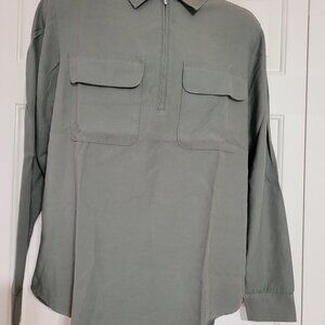 Everlane Men Tencel Long Sleeve Zip Polo Shirt Agave Size M NWT